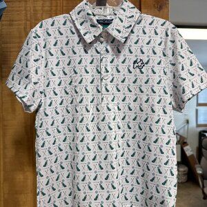 Prodoh Boys Short Sleeve Pro Performance Polo in Golf Print on White
